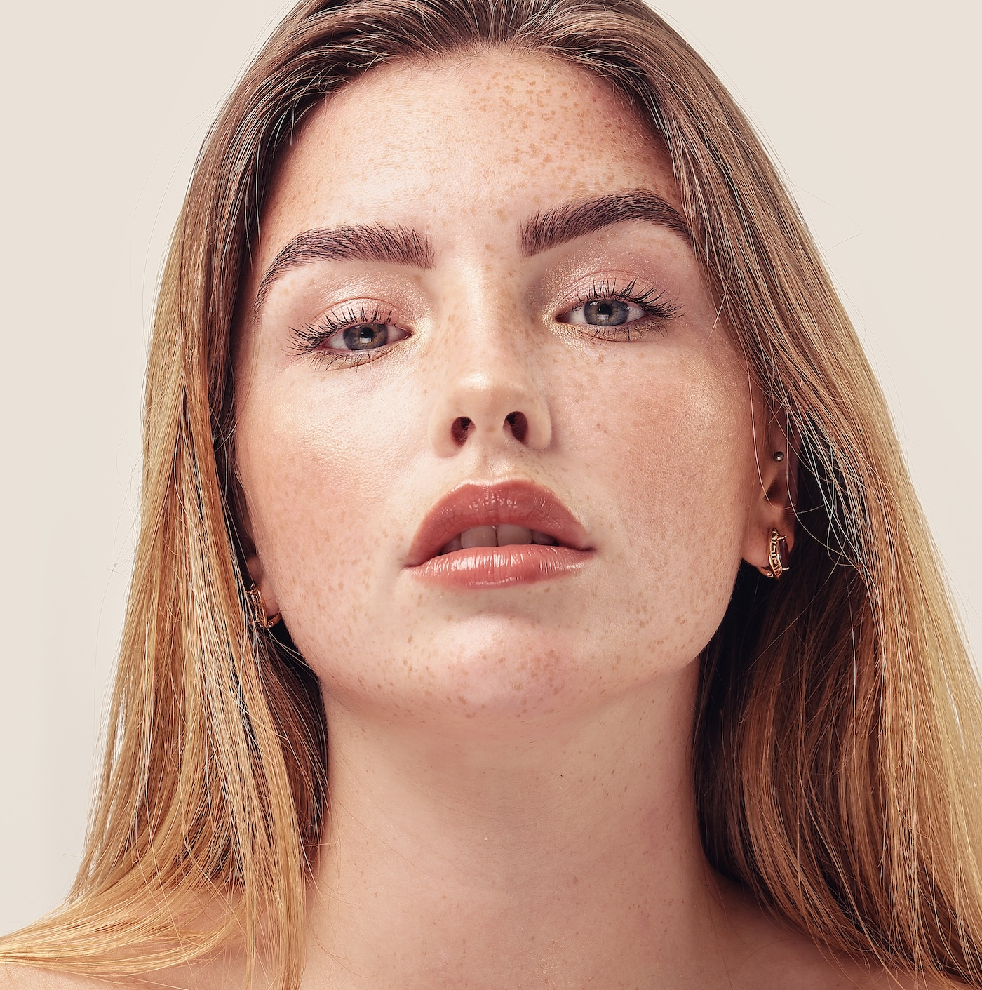 beautiful young woman with strong eyebrows