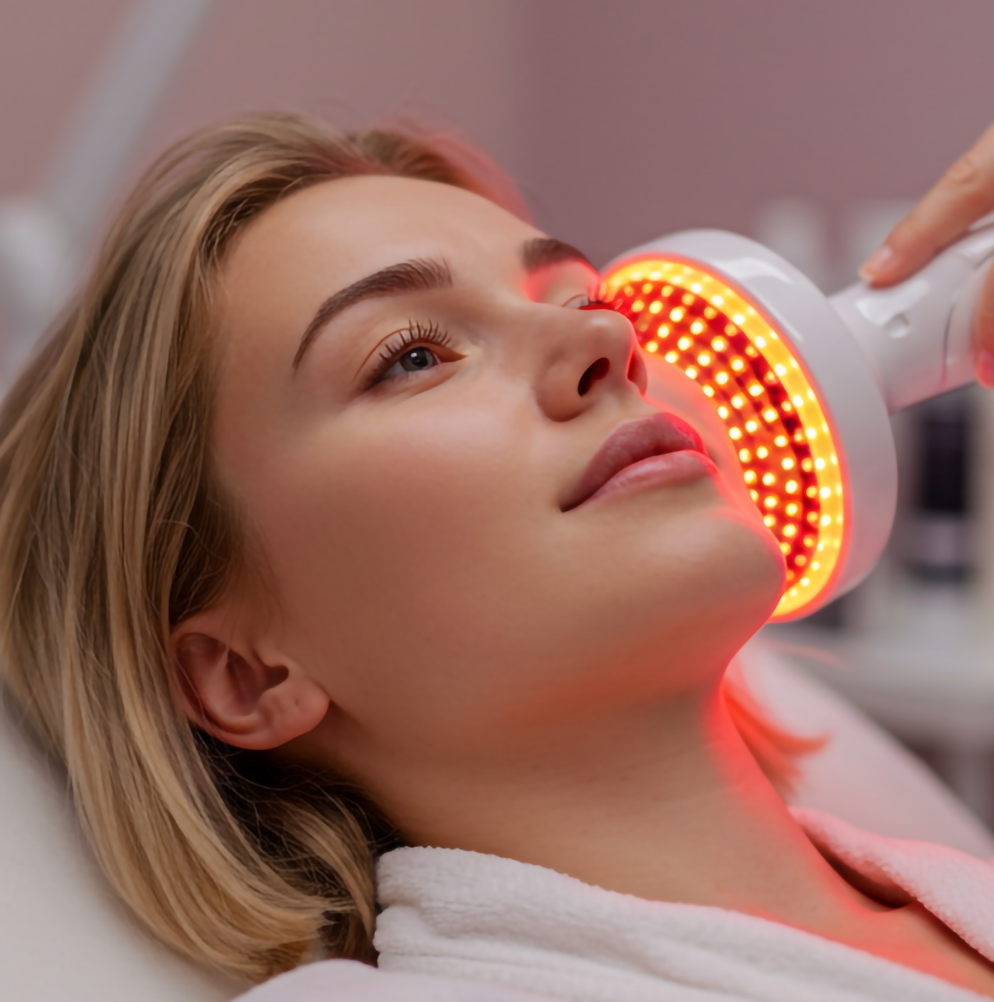 woman receiving lightstim treatment